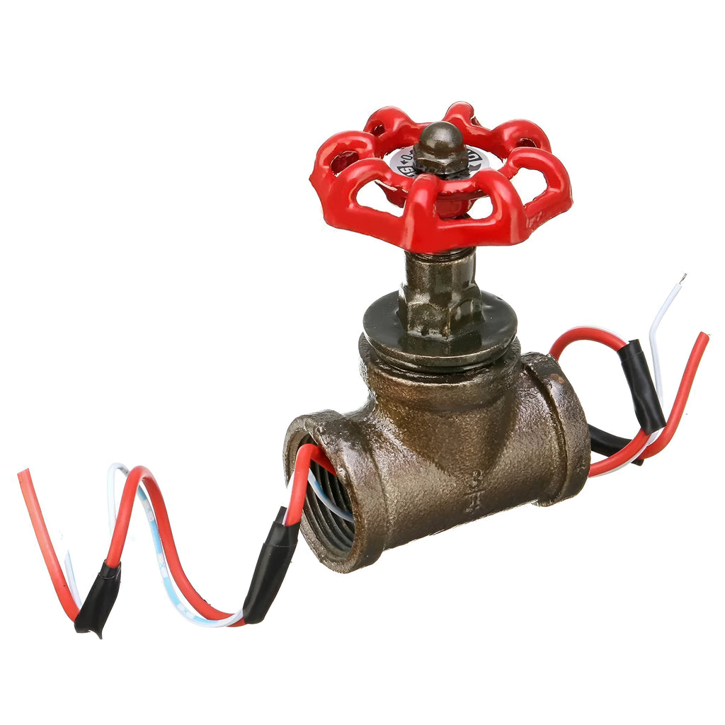 Steampunk 3/4 inch red industrial switch tee with gray copper finish and threaded connections