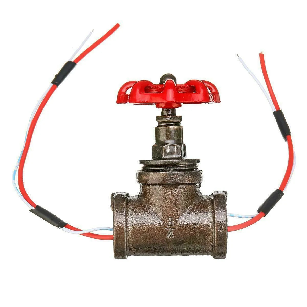 Steampunk 3/4 inch red industrial switch tee with gray copper finish and threaded connections