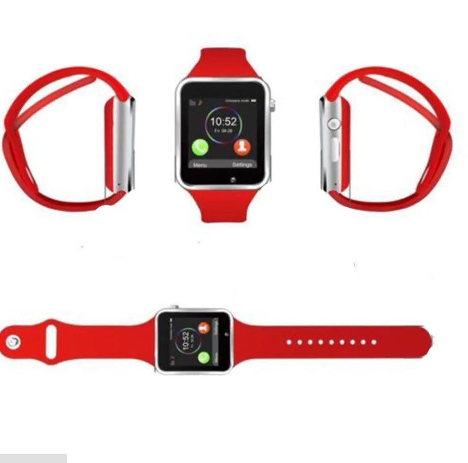 A1 Smart Watch with 1.54 inch touchscreen display showing interface, GSM SIM slot, and camera lens