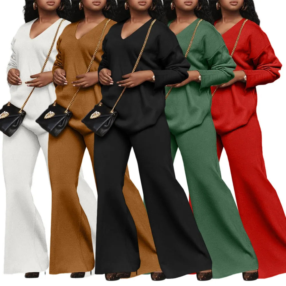 Women's brown suede two-piece suit with long sleeves and trousers in Japanese Korean style