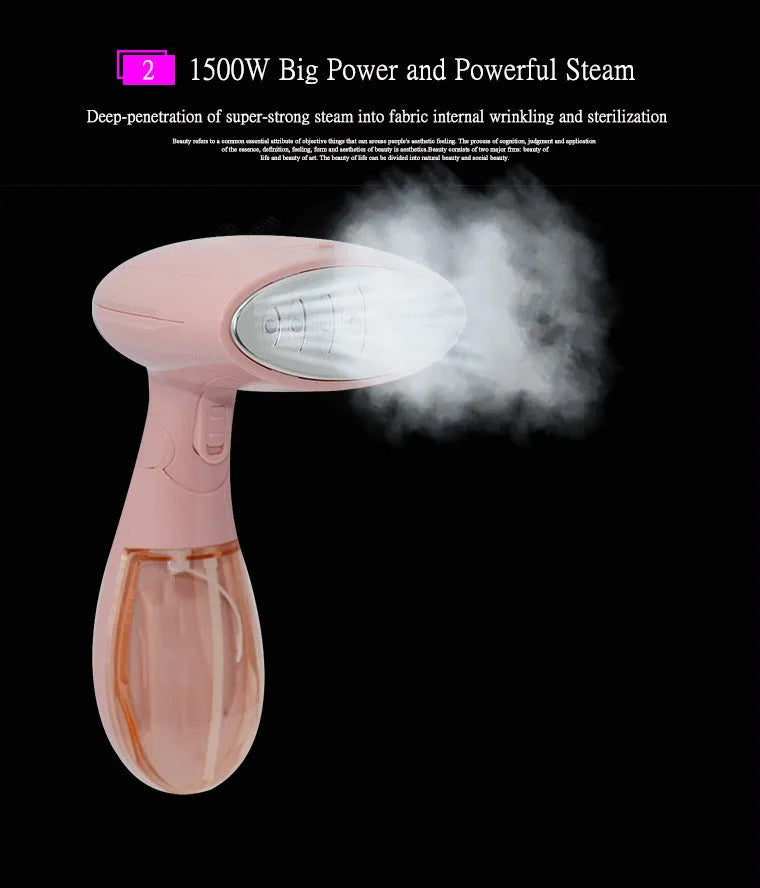 Pink Sokany portable ironing brush with steam function and built-in smoothing surface