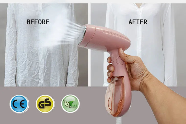 Pink Sokany portable ironing brush with steam function and built-in smoothing surface