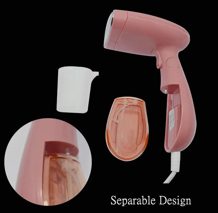 Pink Sokany portable ironing brush with steam function and built-in smoothing surface