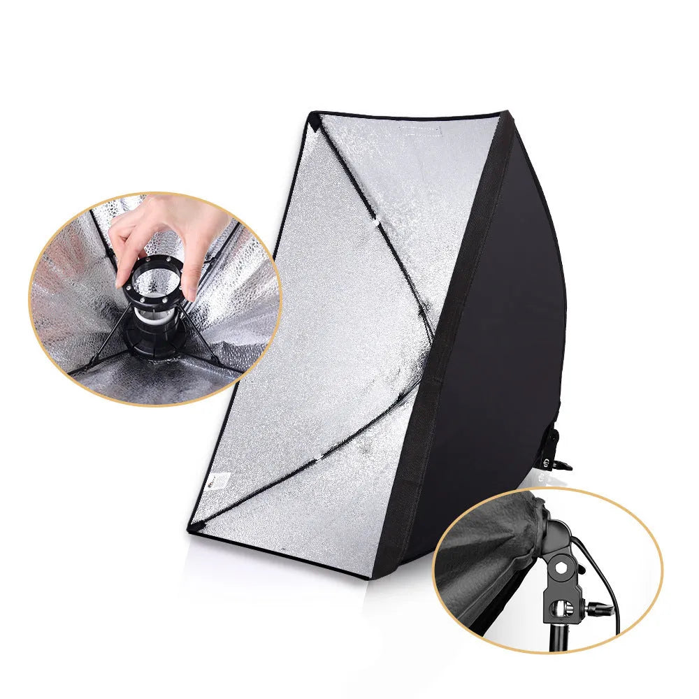 LIBEN 50x70cm softbox photography lighting set with 2 metre stand and reflective fabric