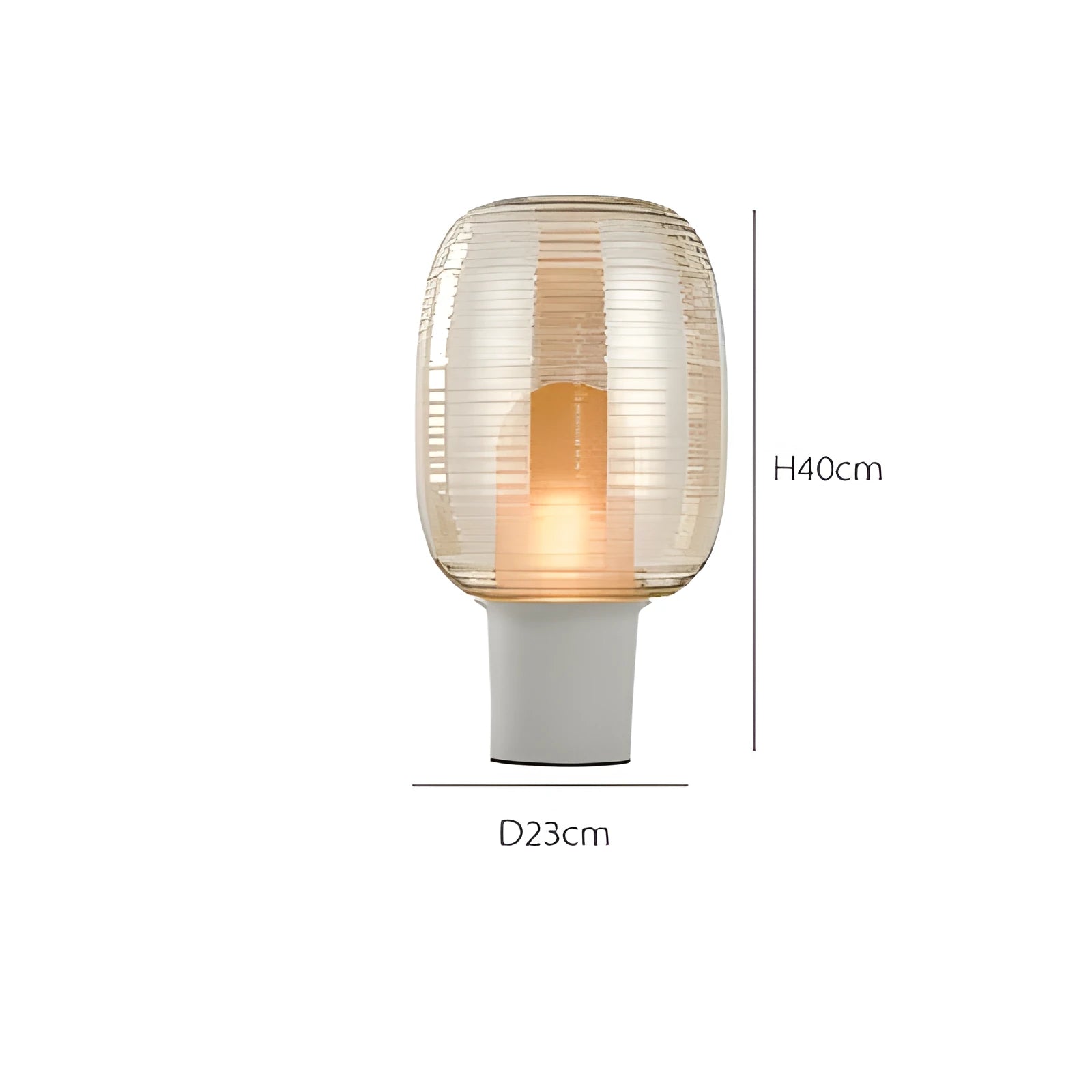 Simple modern Nordic style glass table lamp in cognac colour with push button switch.