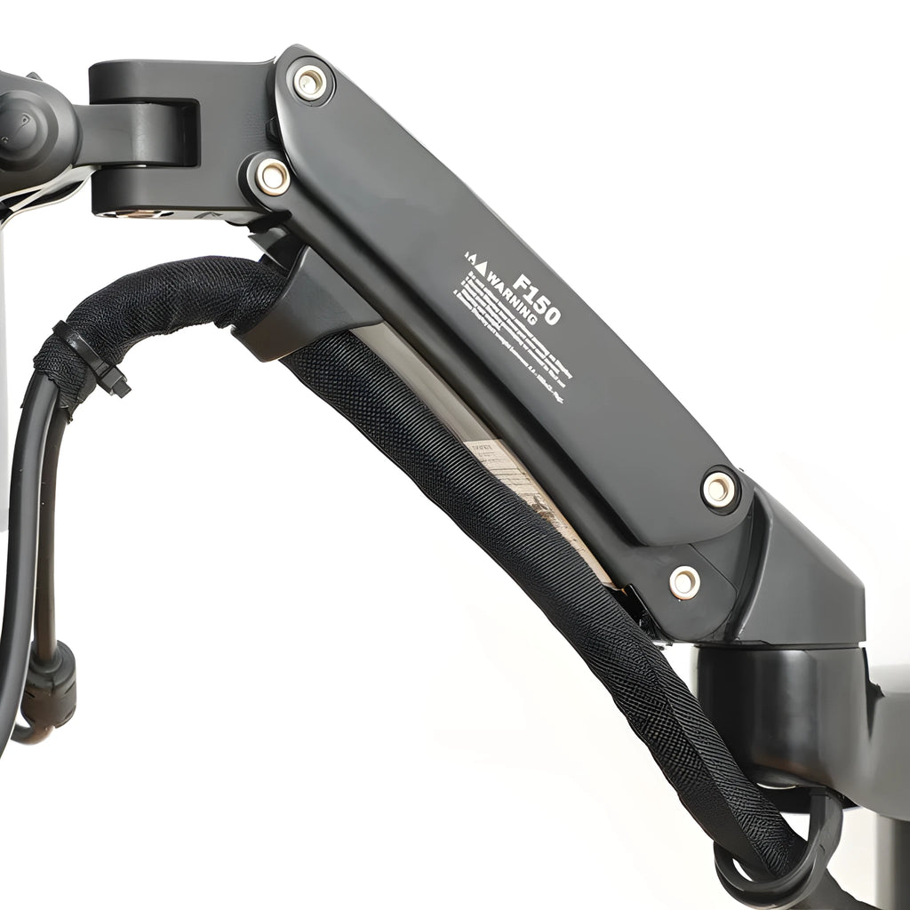 Black wall-mounted computer monitor stand with telescopic arm and rotating screen mount