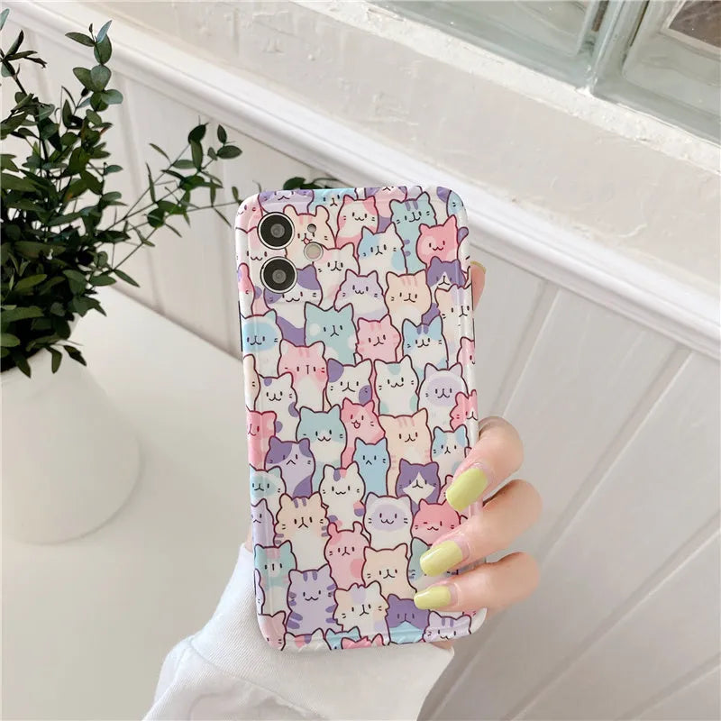 Colourful cartoon design TPU protective case for Apple iPhone on a white background