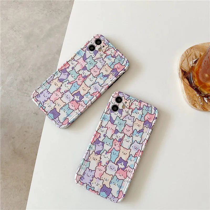 Colourful cartoon design TPU protective case for Apple iPhone on a white background