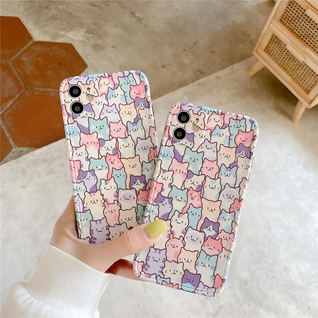 Colourful cartoon design TPU protective case for Apple iPhone on a white background