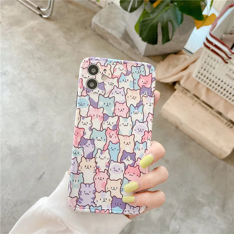 Colourful cartoon design TPU protective case for Apple iPhone on a white background