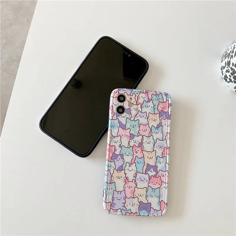 Colourful cartoon design TPU protective case for Apple iPhone on a white background