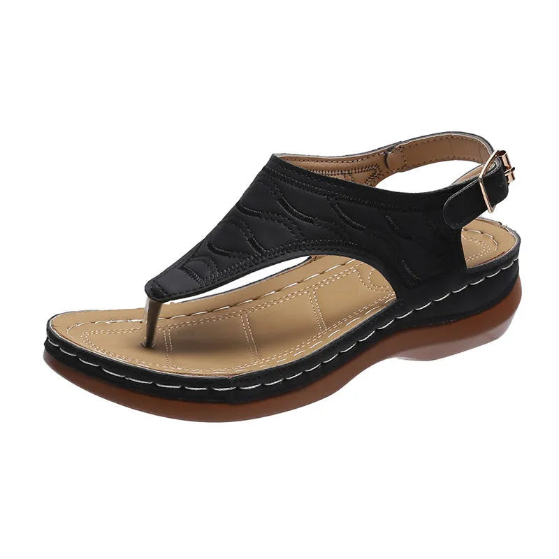 Women's wedge heel sandals with adjustable back strap in five colour options