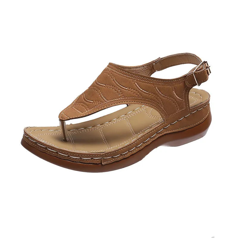 Women's wedge heel sandals with adjustable back strap in five colour options