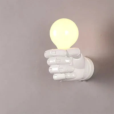 Creative resin fist wall lamp for bar and restaurant decoration in black, white or wood grain colour