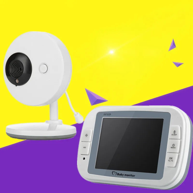 White wireless baby monitor with 3.5 inch screen and night vision camera for nursery monitoring
