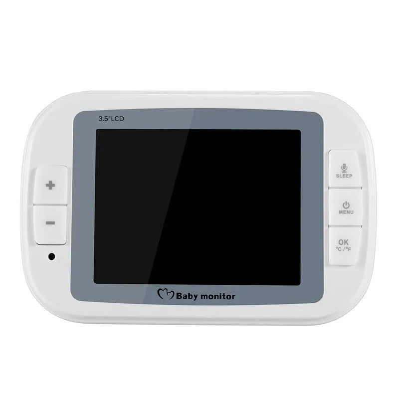 White wireless baby monitor with 3.5 inch screen and night vision camera for nursery monitoring