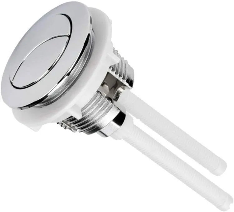 38mm double push button toilet flush valve made from white ABS plastic.