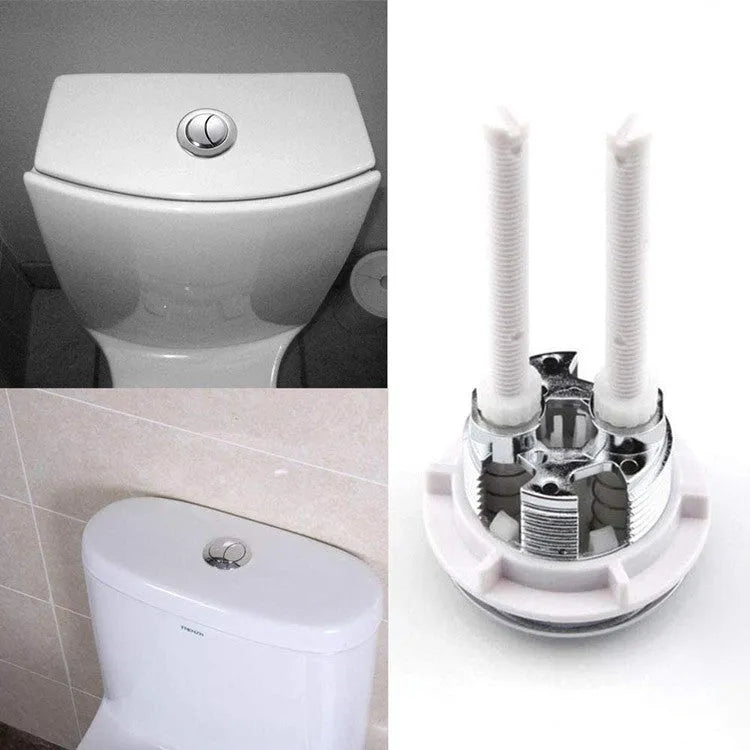 38mm double push button toilet flush valve made from white ABS plastic.