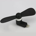 White portable mobile phone mini fan with rotary switch and plastic blades for smartphone cooling