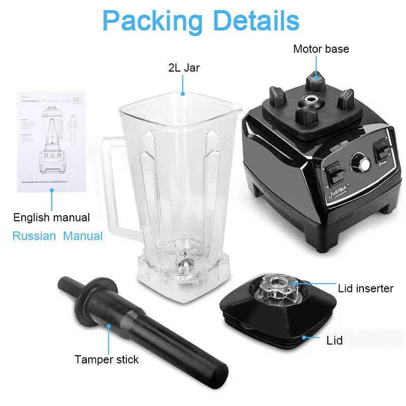 Black or red high-speed 2200W blender with 2-litre jug and control panel showing three speed settings