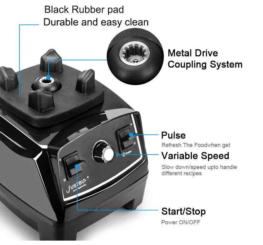 Black or red high-speed 2200W blender with 2-litre jug and control panel showing three speed settings