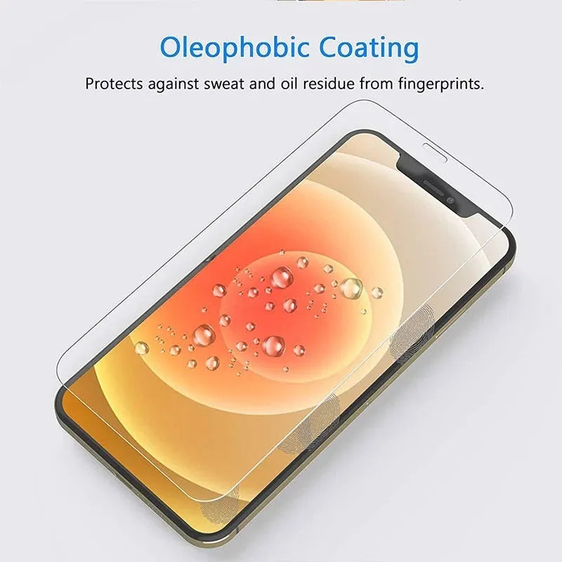Pack of 4 transparent anti-fingerprint tempered glass screen protectors for Apple iPhone models