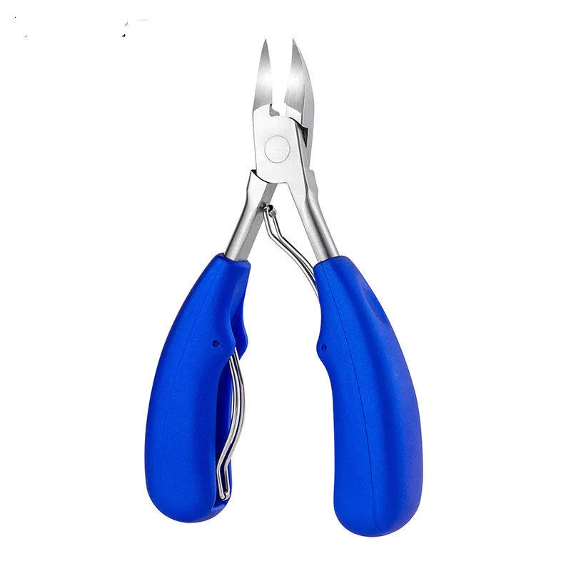 Stainless steel nail clipper with red ABS handle and red trumpet attachment
