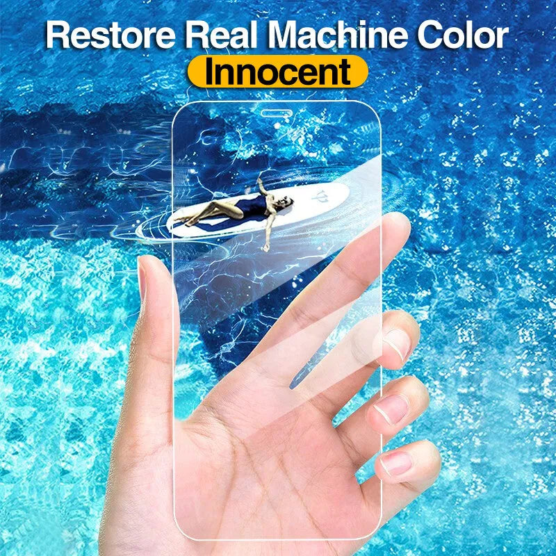 Four transparent tempered glass iPhone screen protectors with anti-blue light for iPhone 12 Pro Max and compatible models