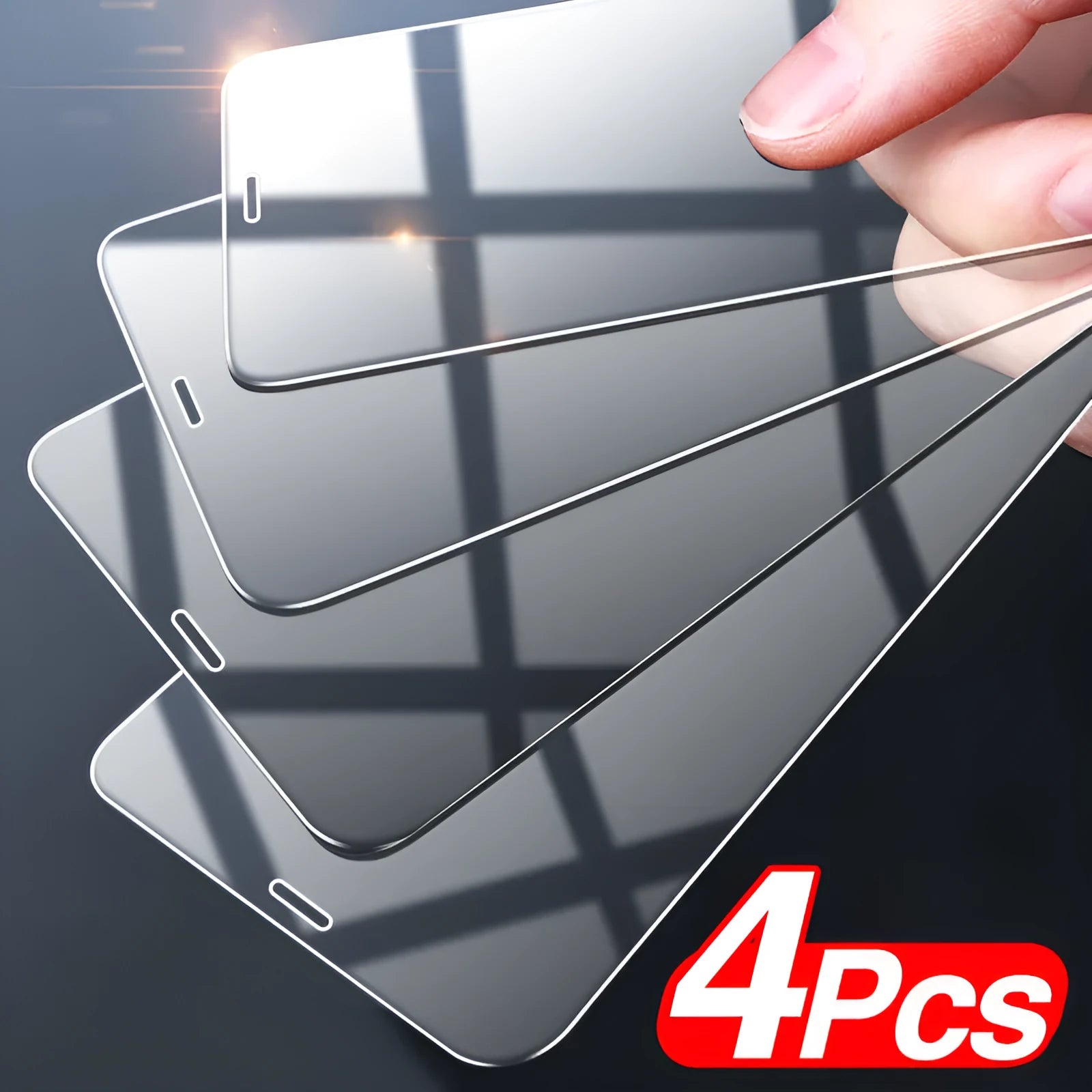 Four transparent tempered glass iPhone screen protectors with anti-blue light for iPhone 12 Pro Max and compatible models