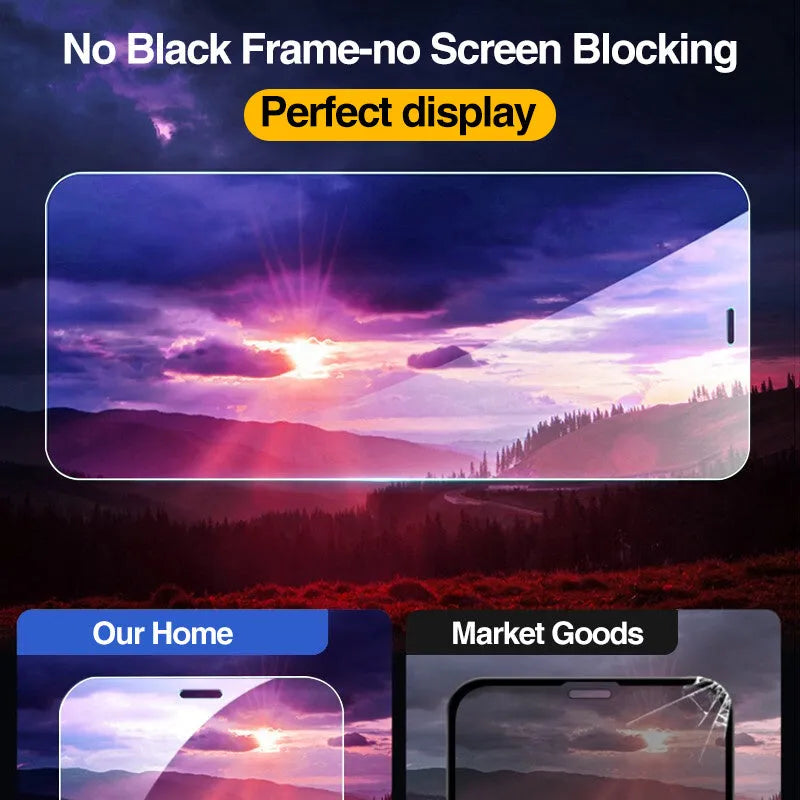 Four transparent tempered glass iPhone screen protectors with anti-blue light for iPhone 12 Pro Max and compatible models