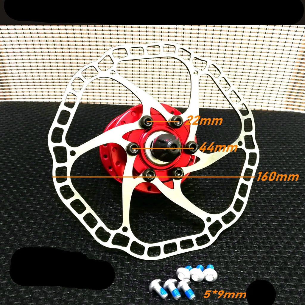 White 160mm stainless steel brake disc rotor with brake pad for mountain and road bikes