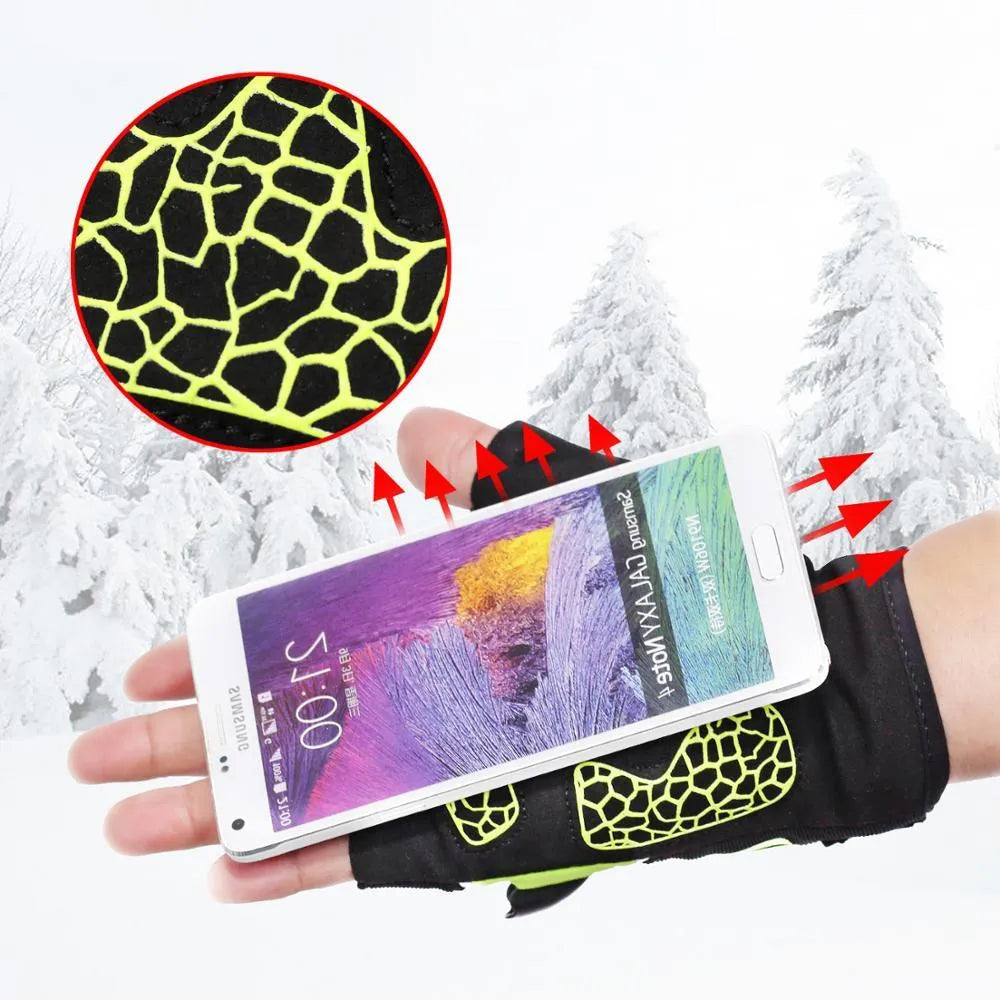 Fingerless black green outdoor sports bike lighting gloves with non-slip leather palm