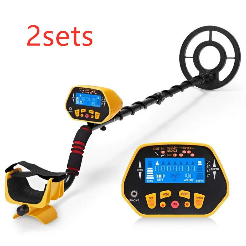 GC1028 professional metal detector in black and yellow with LCD display and waterproof search coil