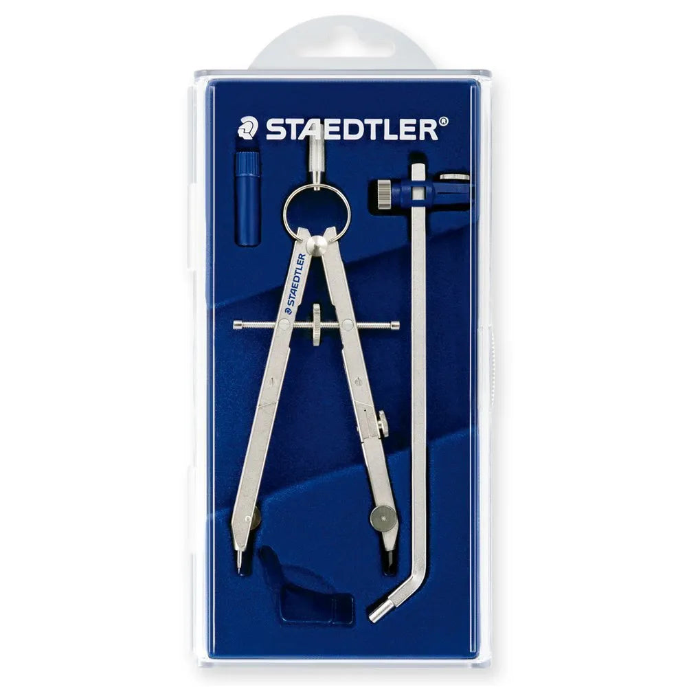 Staedtler 551 01 steel telescopic drawing compass for technical drafting.