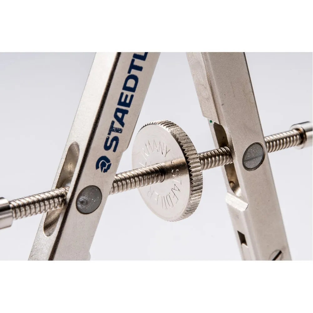 Staedtler 551 01 steel telescopic drawing compass for technical drafting.