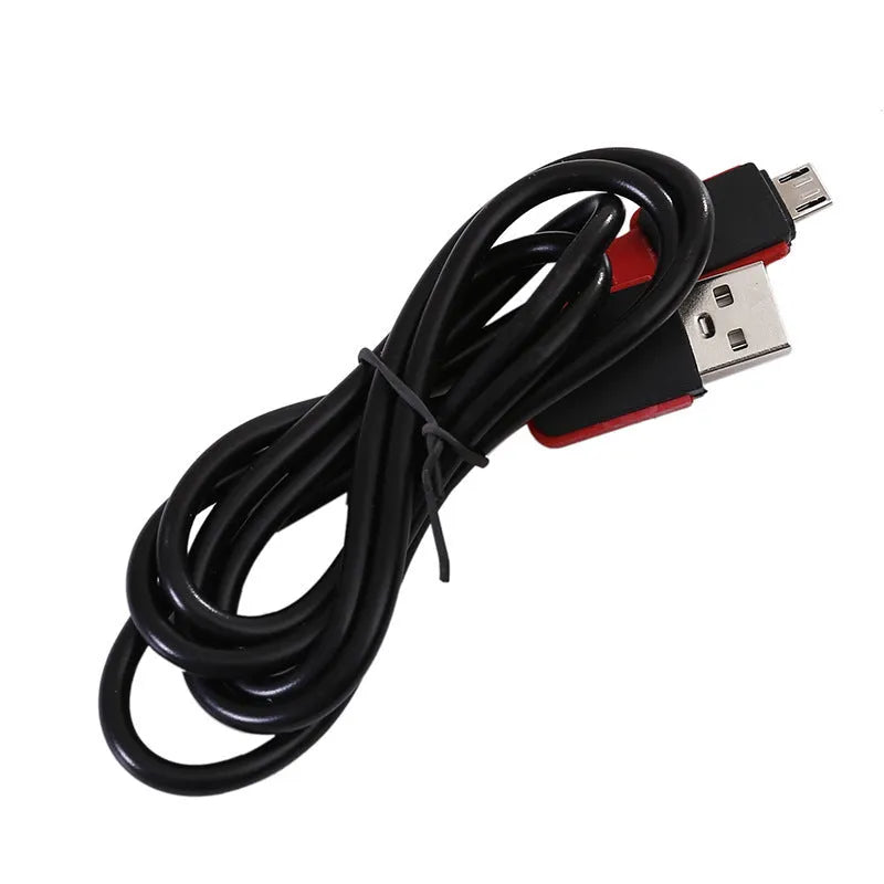 Red COB LED work light with magnet hook showing dimensions and USB charging cable