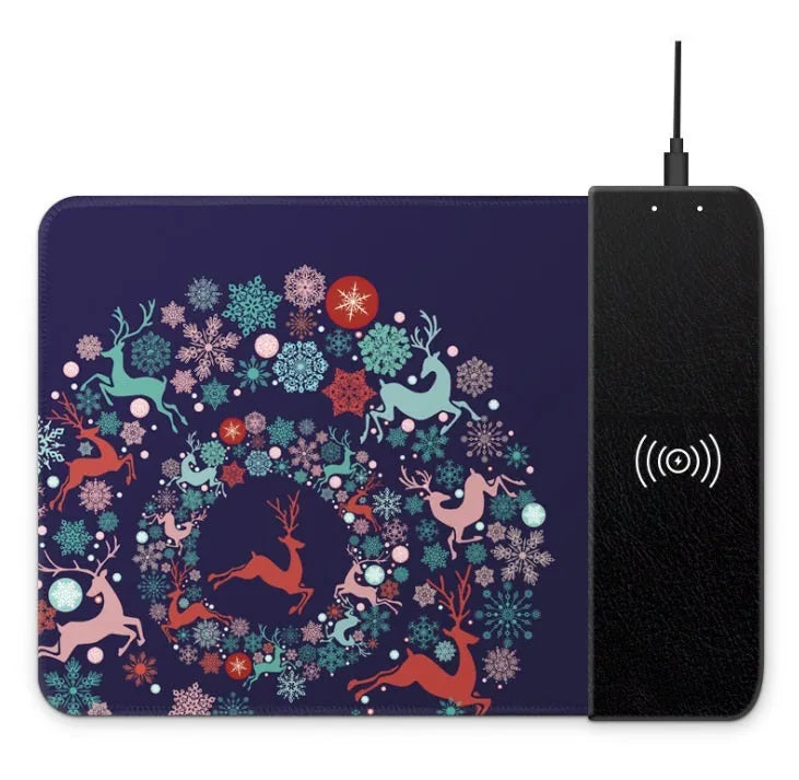 Cartoon design wireless charging mouse pad with RGB lighting and non-slip rubber backing