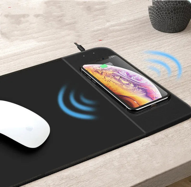 Cartoon design wireless charging mouse pad with RGB lighting and non-slip rubber backing