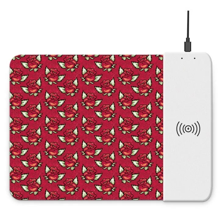 Cartoon design wireless charging mouse pad with RGB lighting and non-slip rubber backing