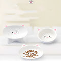Small ceramic cat face shape porcelain pet food bowl for cats and dogs, easy to clean