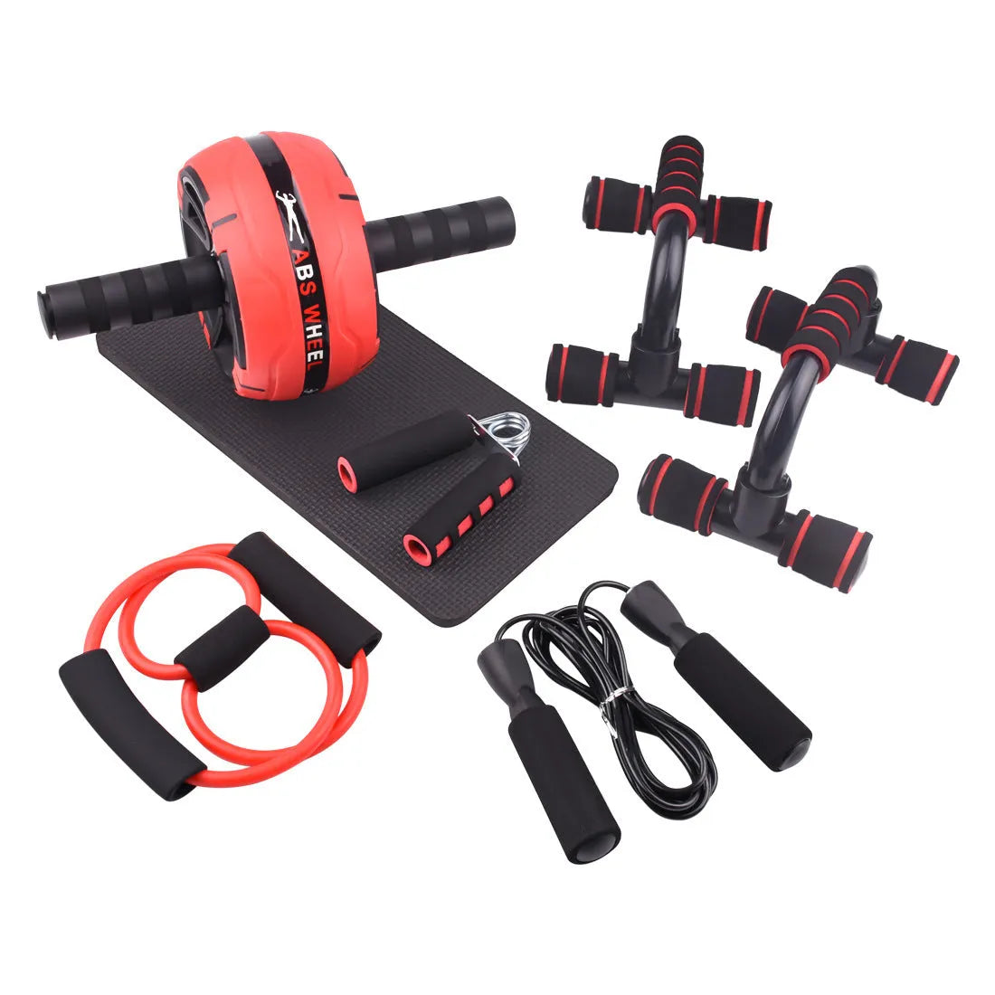 Portable resistance bands push-up bar abdominal trainer in green, red or black colour options