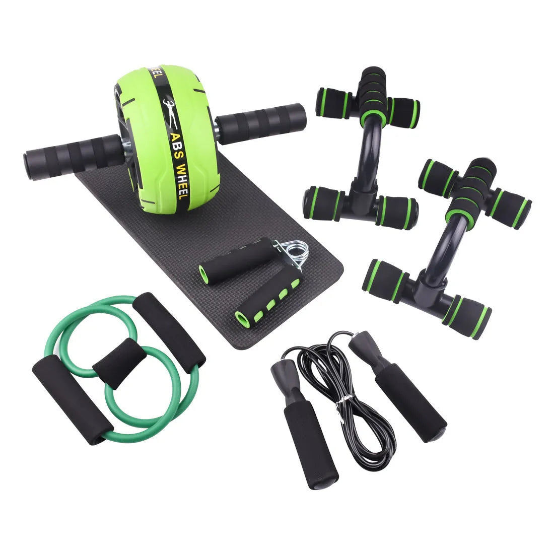 Portable resistance bands push-up bar abdominal trainer in green, red or black colour options