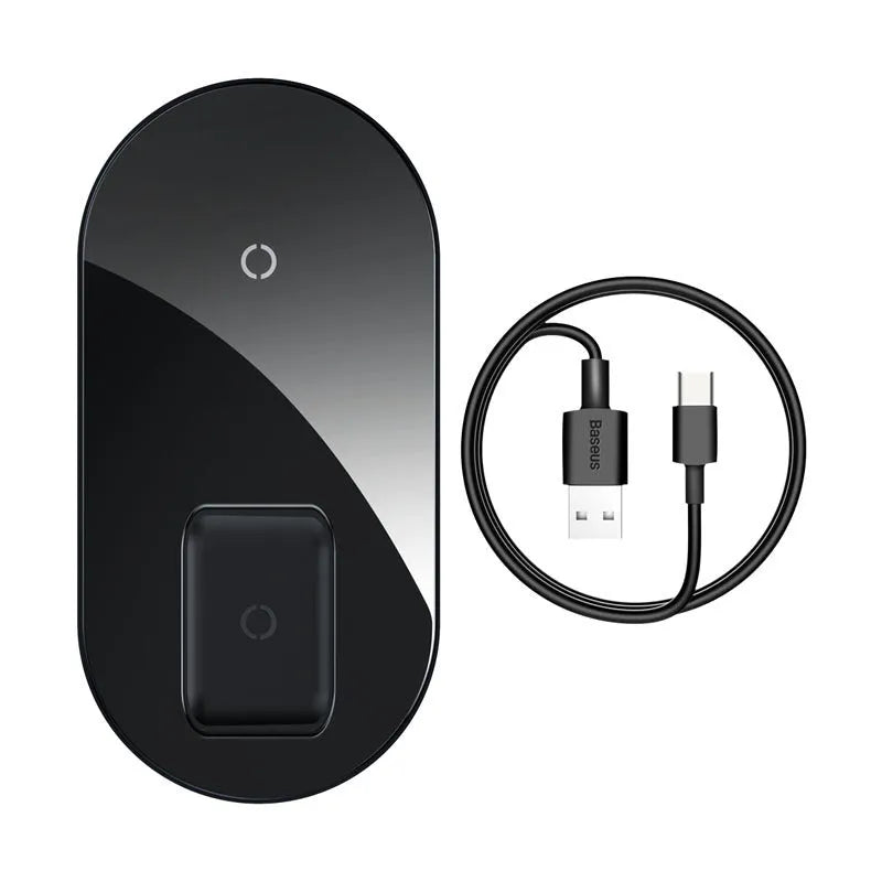 Baseus Minimalist Two-in-One Wireless Charger Pro Version in transparent, black, or white colours