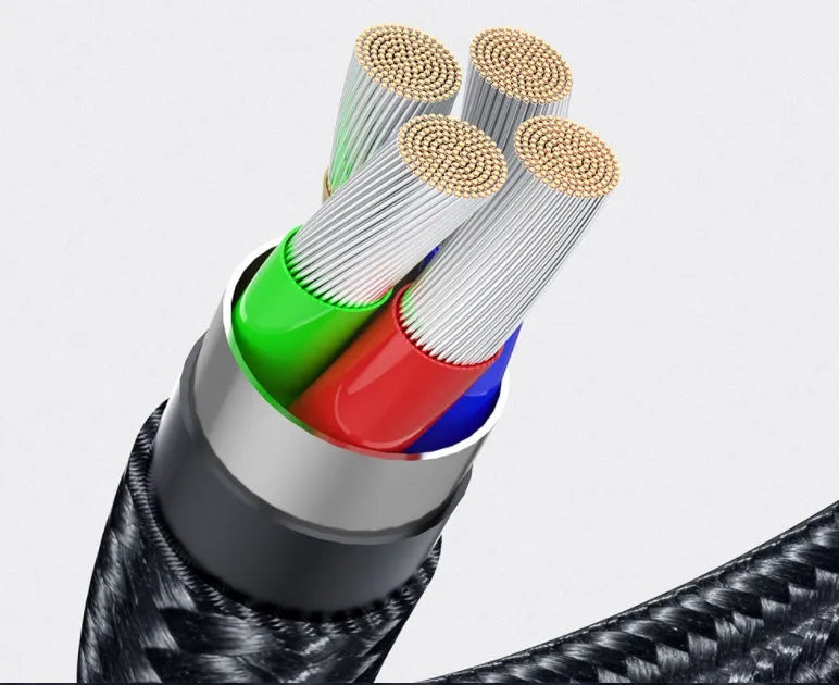 Essager black magnetic USB cable with rotating head and blue LED light, shown connecting to a phone.