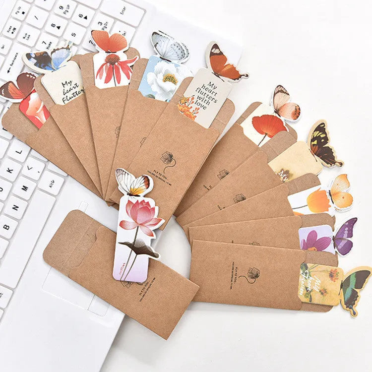 Butterfly-shaped paper bookmark with 13.5cm by 5.5cm dimensions for stationery and gifting