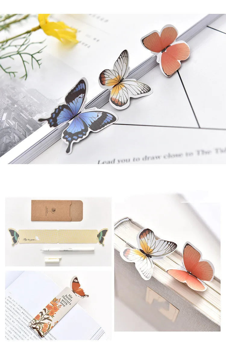 Butterfly-shaped paper bookmark with 13.5cm by 5.5cm dimensions for stationery and gifting