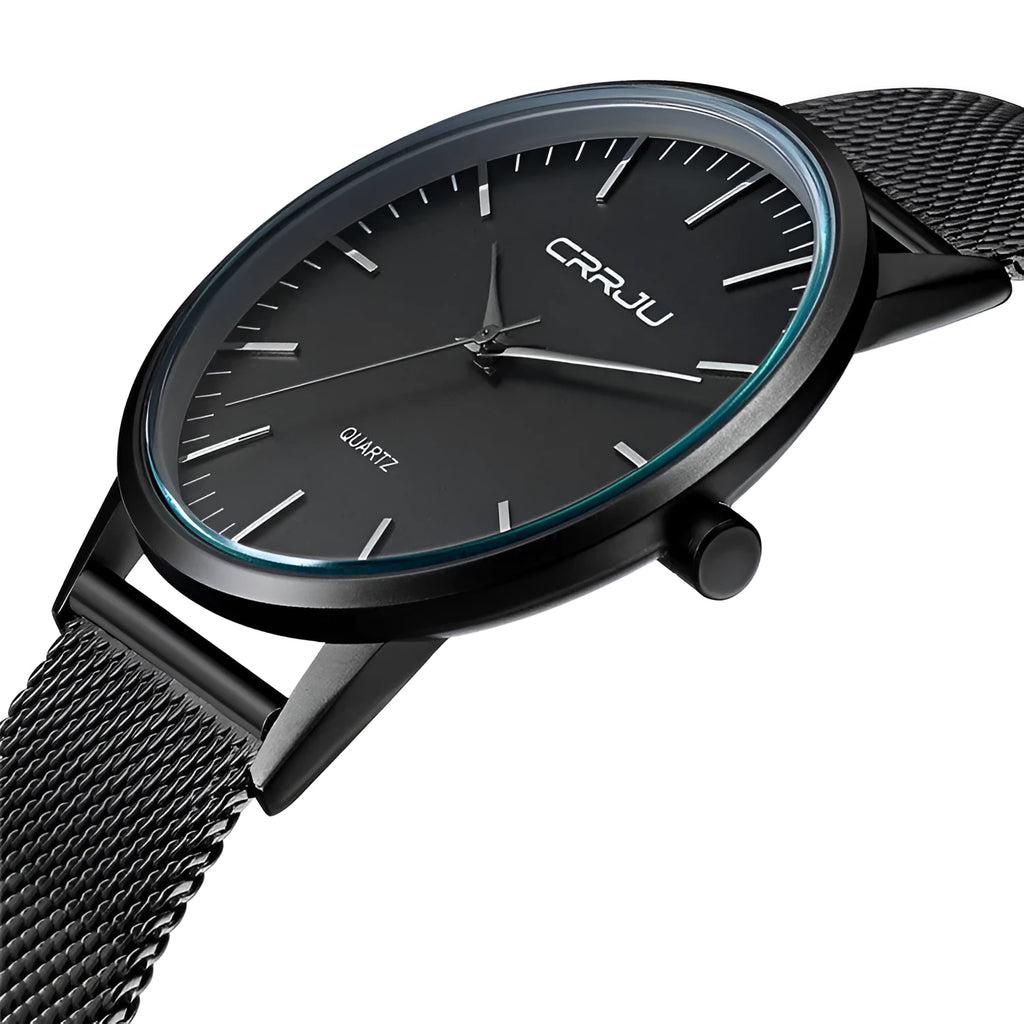 Casual quartz watch with alloy case showing multiple strap options including mesh black, gold, leather, and steel variations