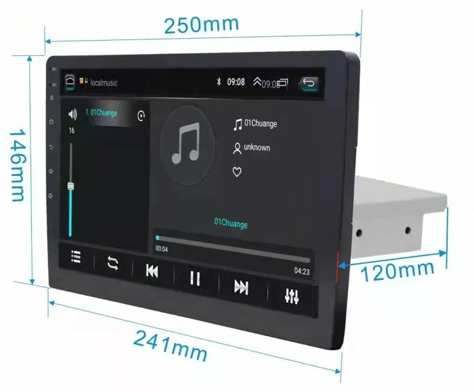 Black Android car navigator with rotating LCD screen for GM vehicles in three size options