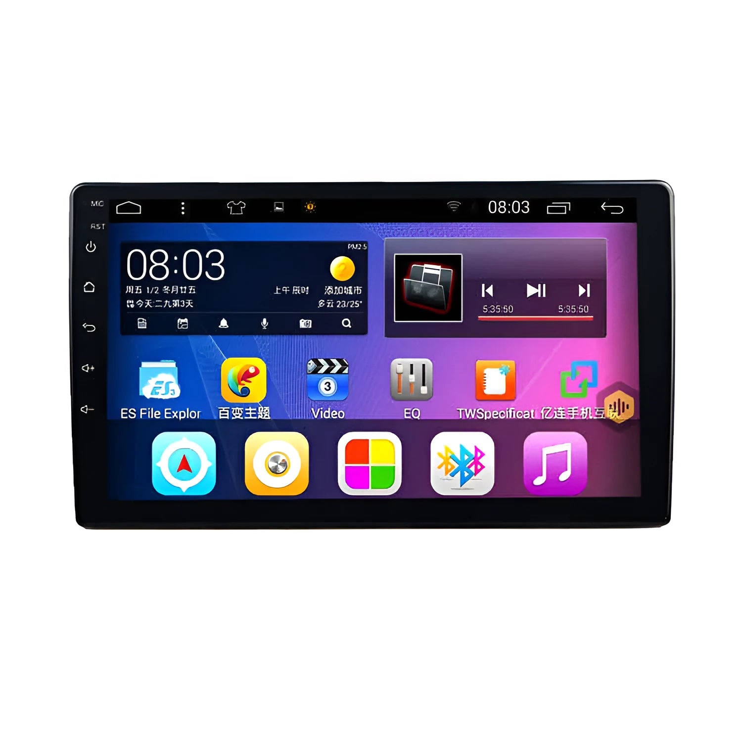 Black Android car navigator with rotating LCD screen for GM vehicles in three size options