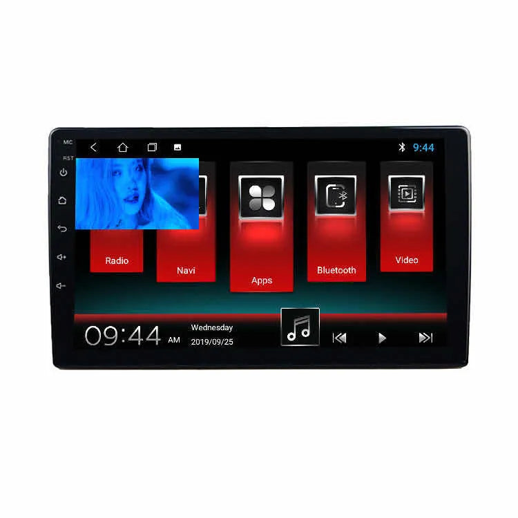 Black Android car navigator with rotating LCD screen for GM vehicles in three size options